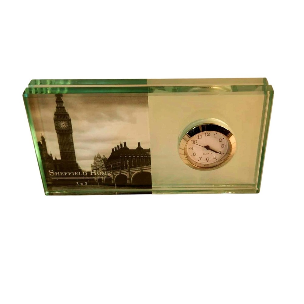 Sheffield Home Glass Frame‎ 3 x 3 with Clock London Souvenir